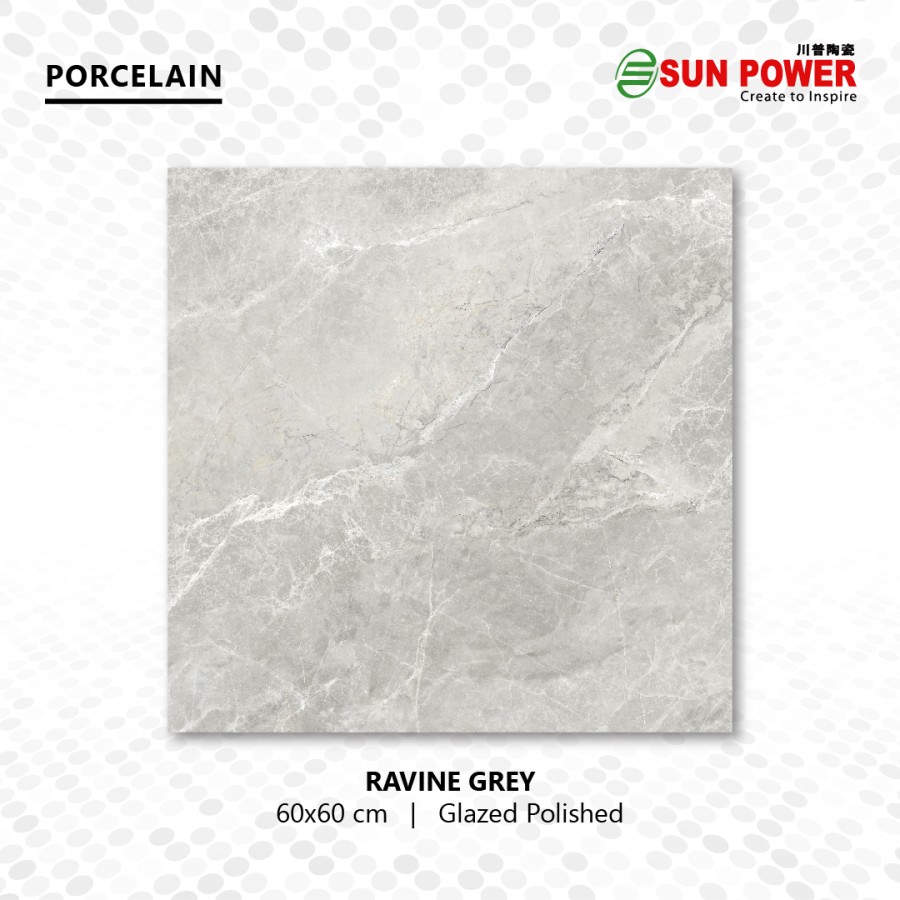 Granit Lantai - RAVINE GREY 60x60 | Lite Series | Sun Power
