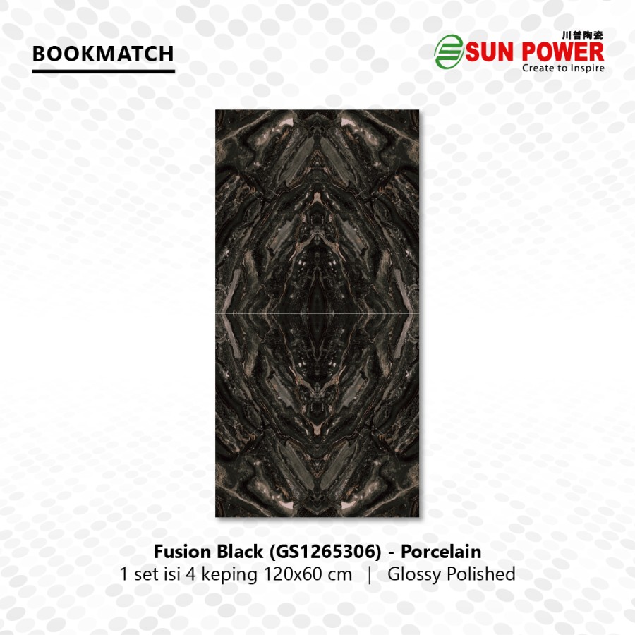 Granit Bookmatch Glossy Polished - Fusion Black | Sun Power