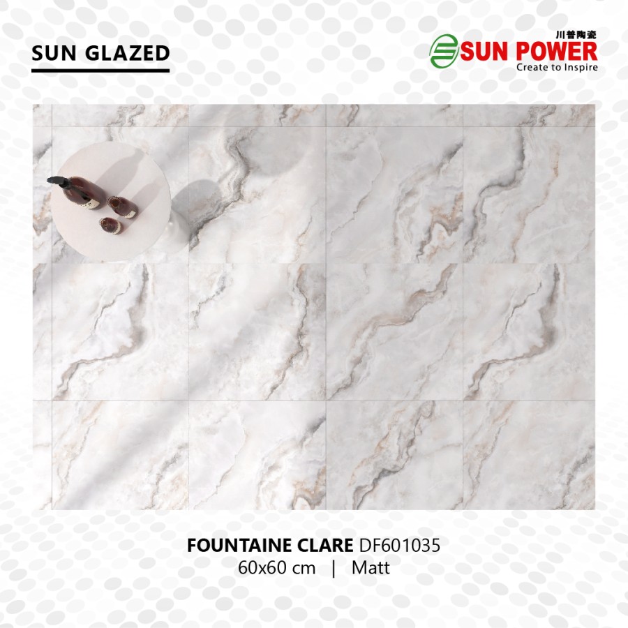 Keramik Lantai Body Putih Matt - Fountaine Clare 60x60 cm | Sun Power