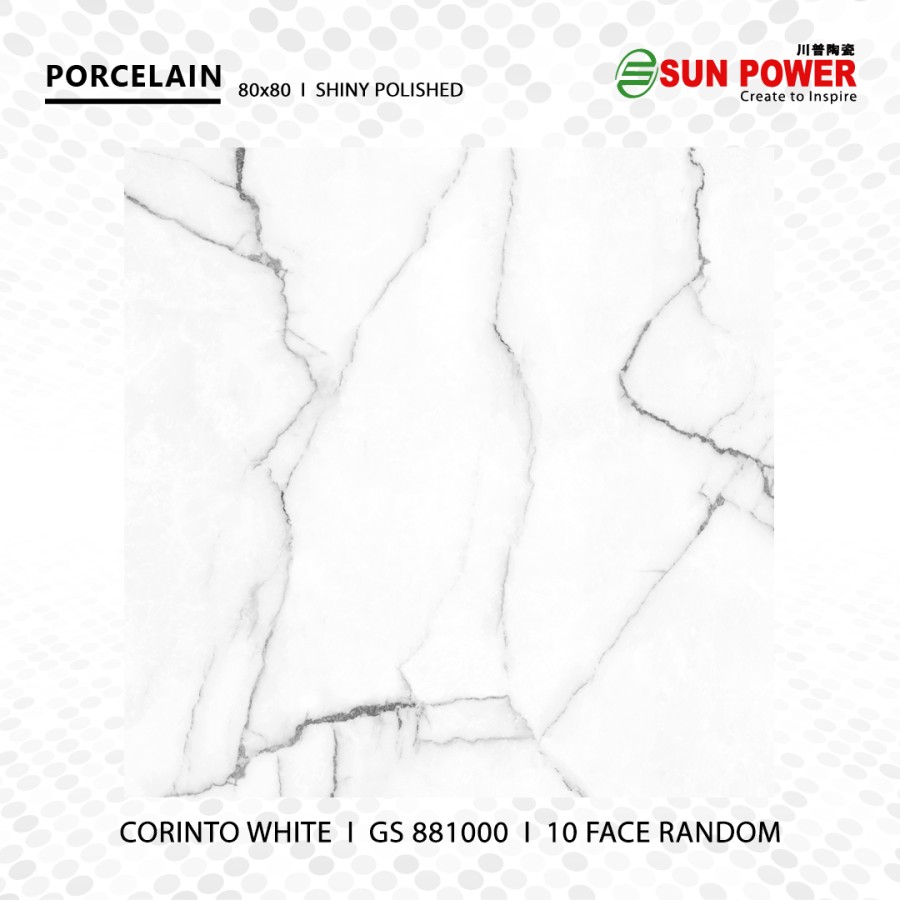 Granit Lantai Glossy Polished 80x80 - Corinto White | Sun Power