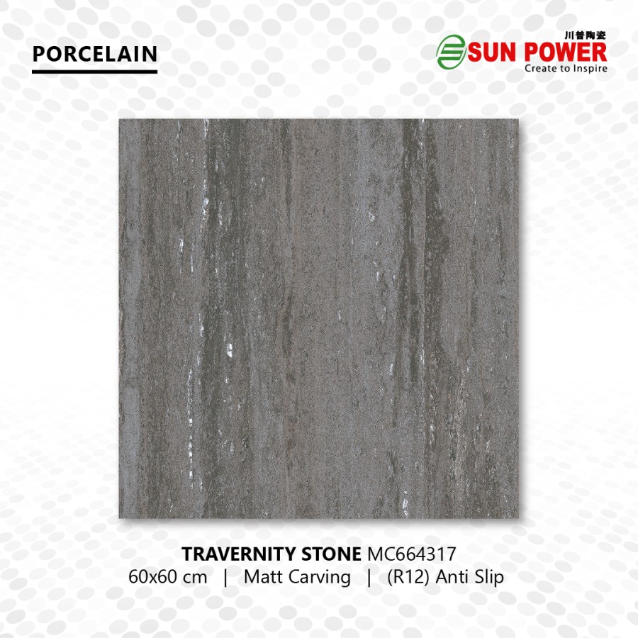 Granit Lantai Anti Slip Matt R12 - Travernity 60x60 | Sun Power