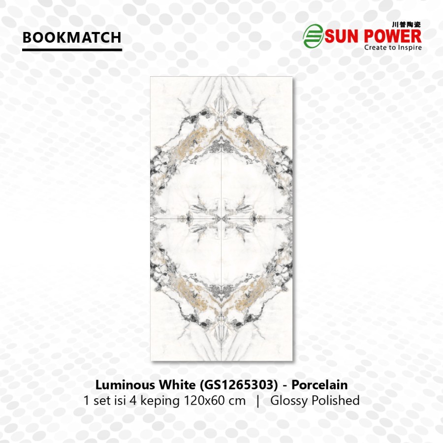Granit Bookmatch Glossy Polished - Luminous White | Sun Power