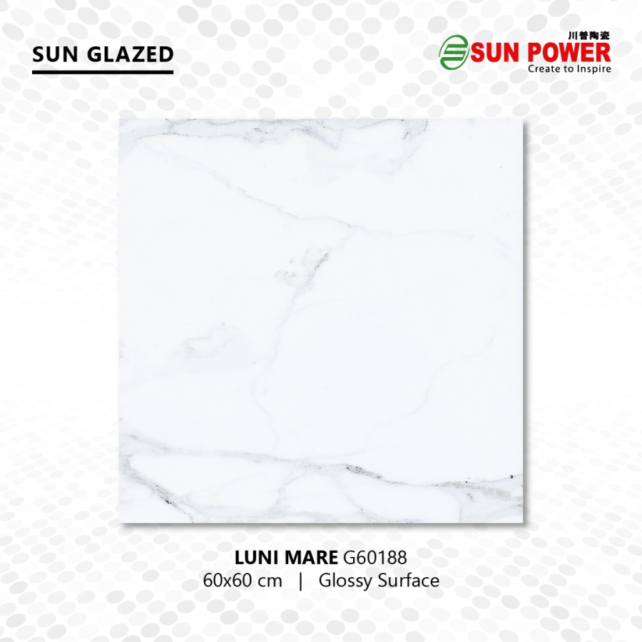 Keramik Lantai Body Putih Glossy - Luni Mare 60x60 | Sun Power