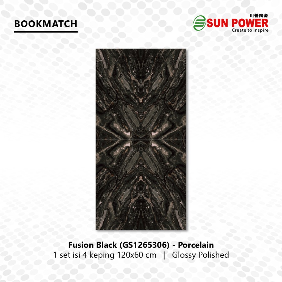 Granit Bookmatch Glossy Polished - Fusion Black | Sun Power