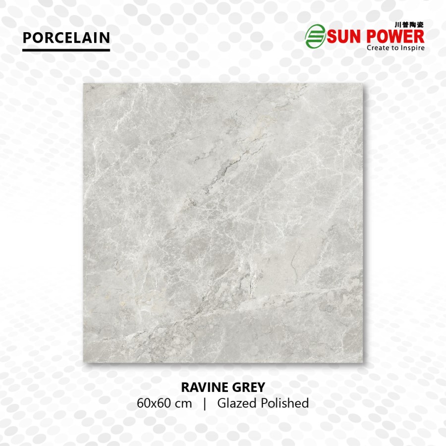 Granit Lantai - RAVINE GREY 60x60 | Lite Series | Sun Power