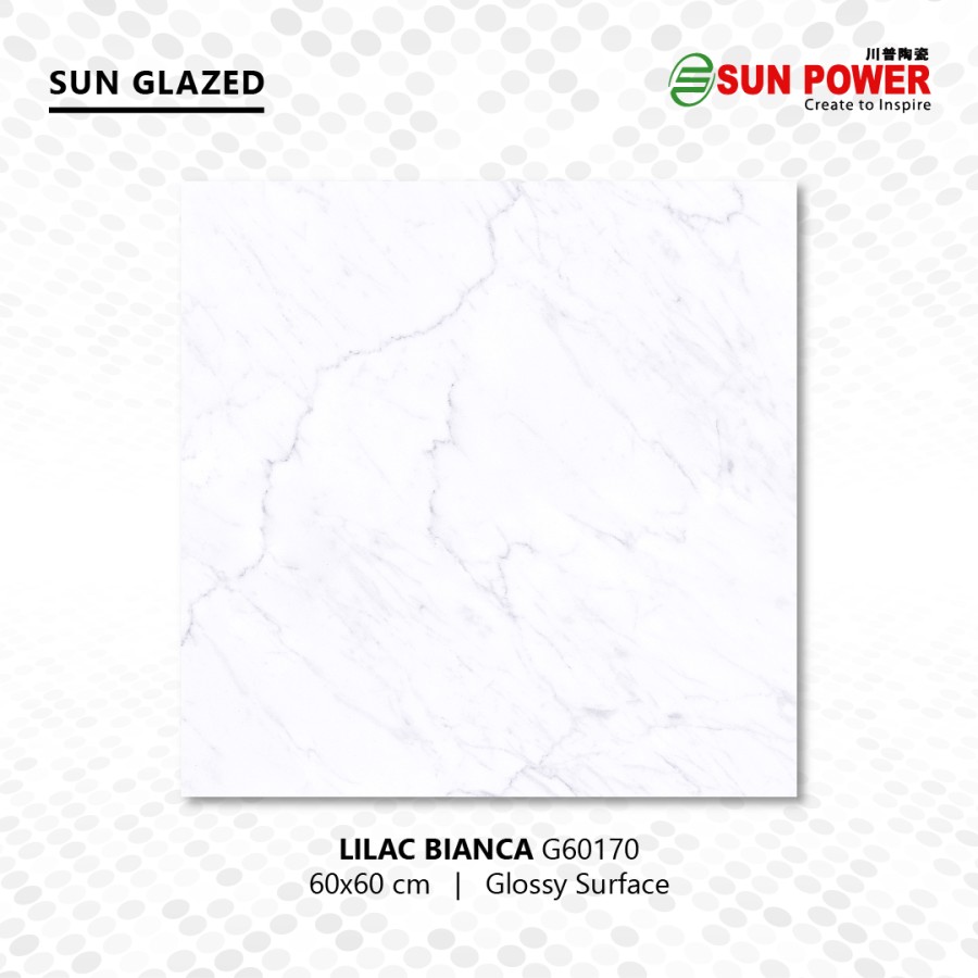 Keramik Lantai Body Putih Glossy - Lilac Bianca 60x60 | Sun Power