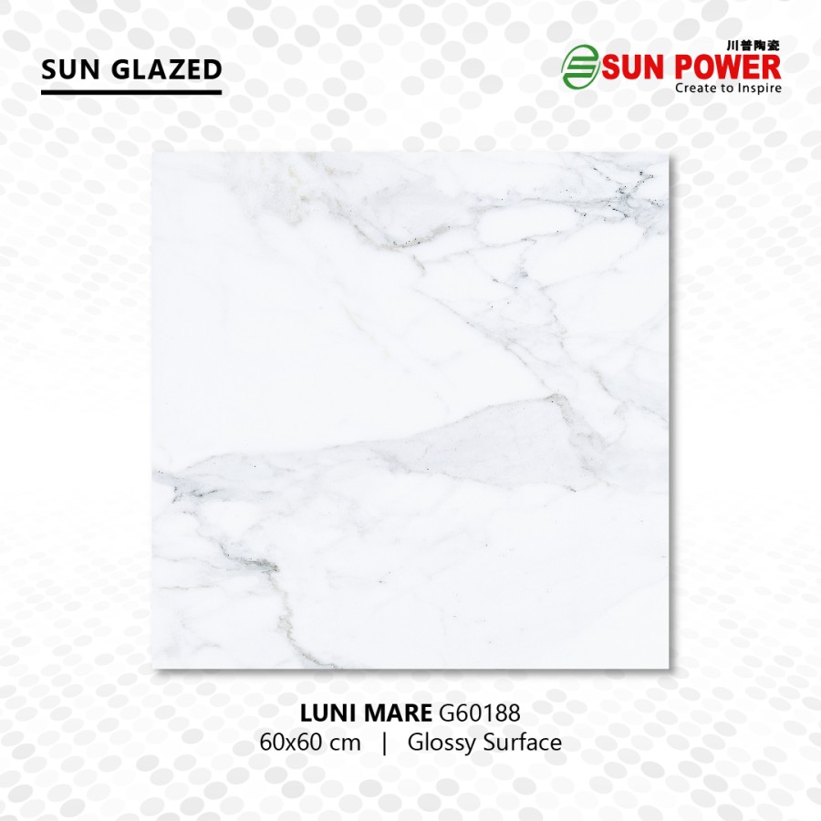 Keramik Lantai Body Putih Glossy - Luni Mare 60x60 | Sun Power