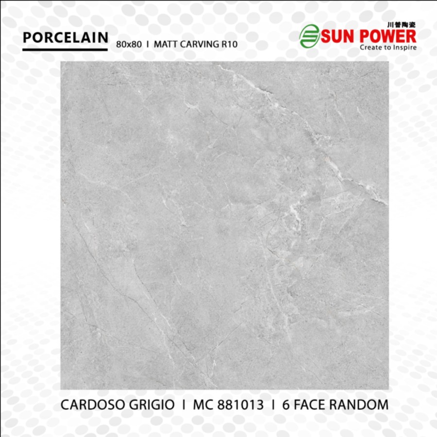 Granit Lantai Matt Carving 80x80 - Cardoso Grigio | Sun Power