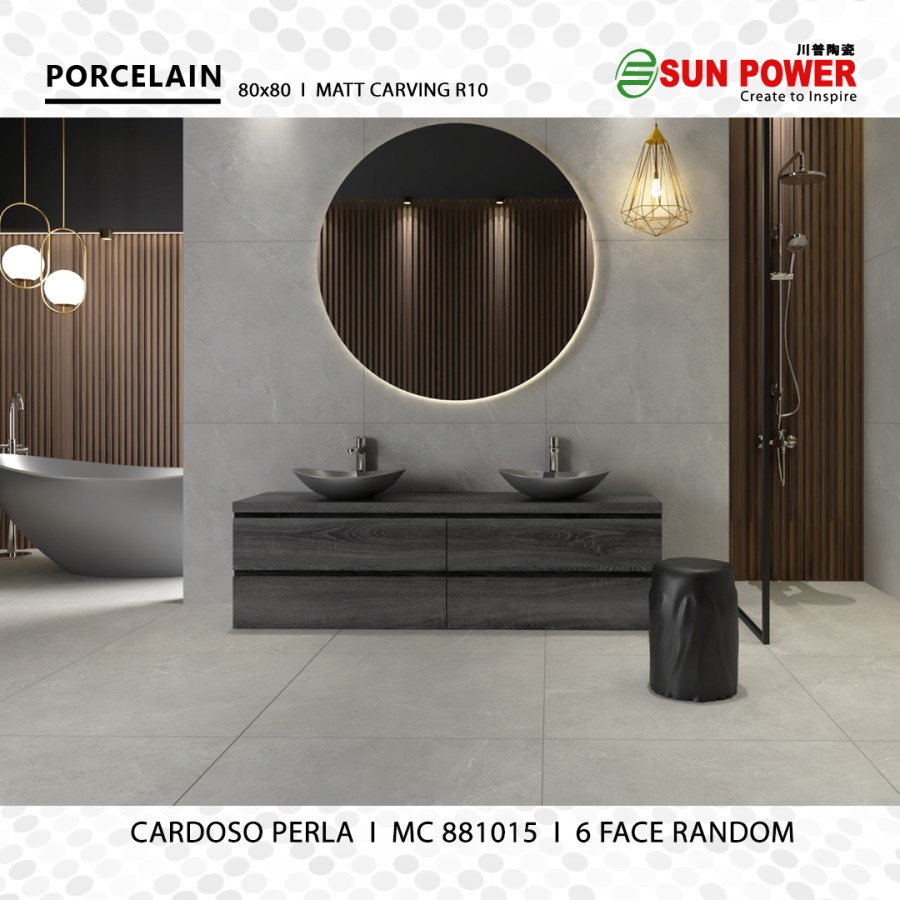 Granit Lantai Matt Carving 80x80 - Cardoso Perla | Sun Power