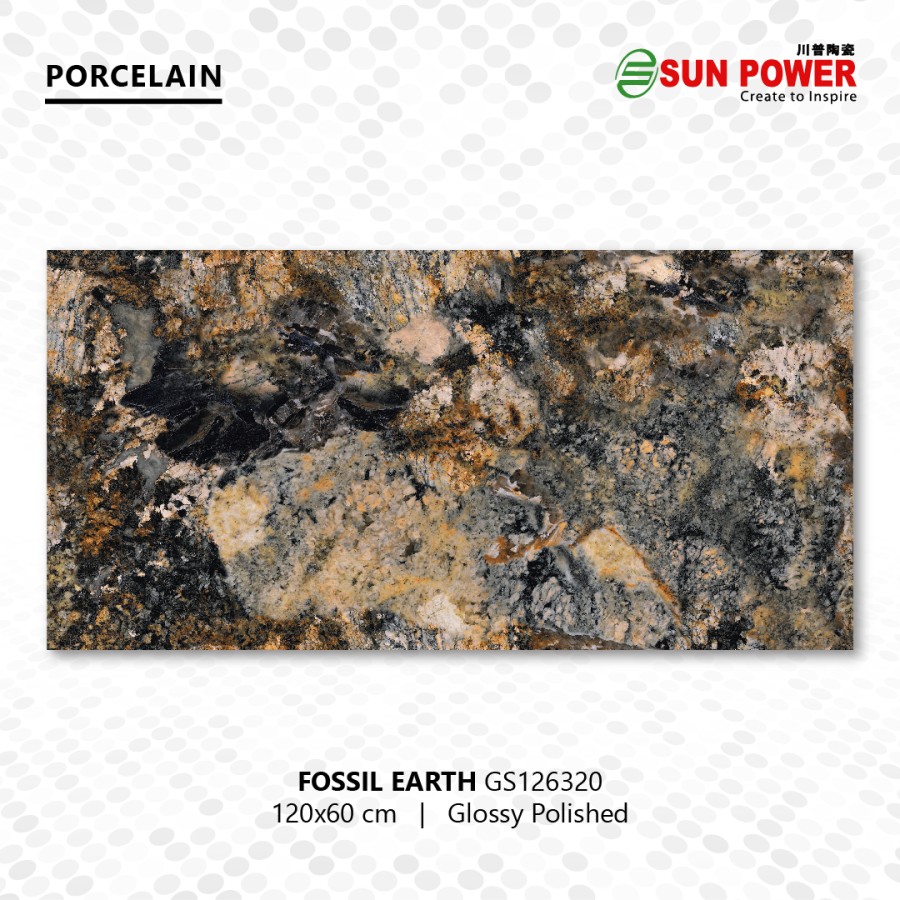 Granit Lantai Glossy Polished - Fossil Earth | Sun Power