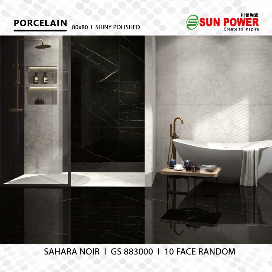 Granit Lantai Glossy Polished 80x80 - Sahara Noir | Sun Power