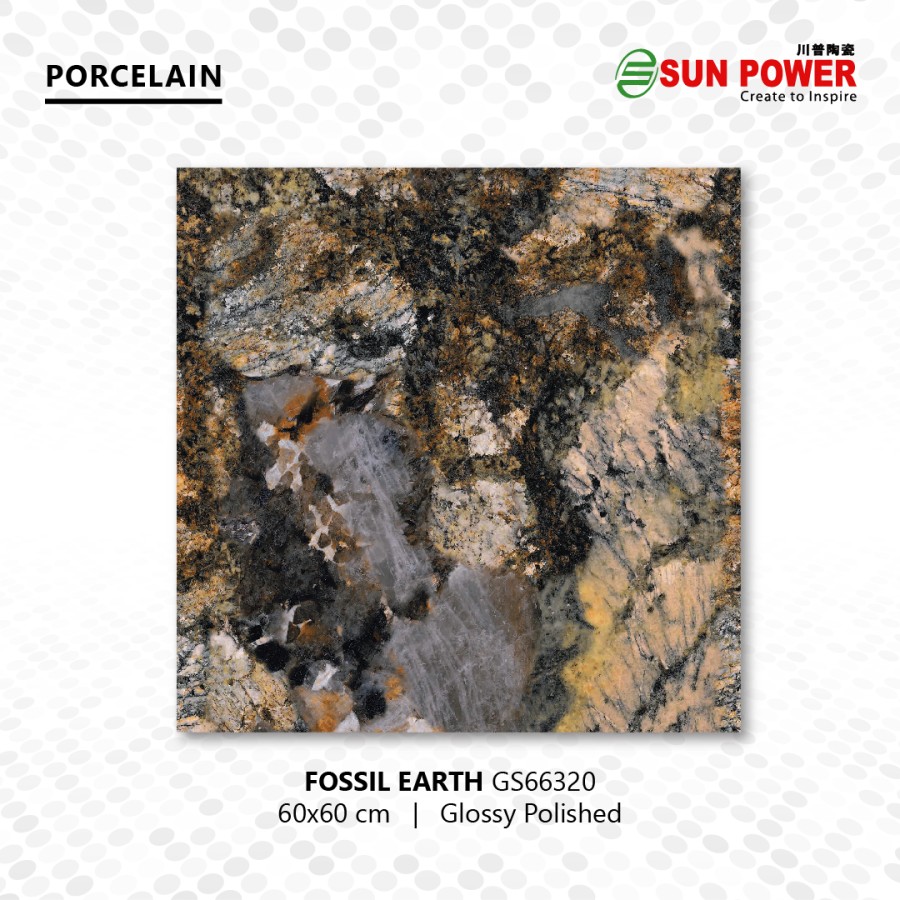 Granit Lantai Glossy Polished - Fossil Earth | Sun Power