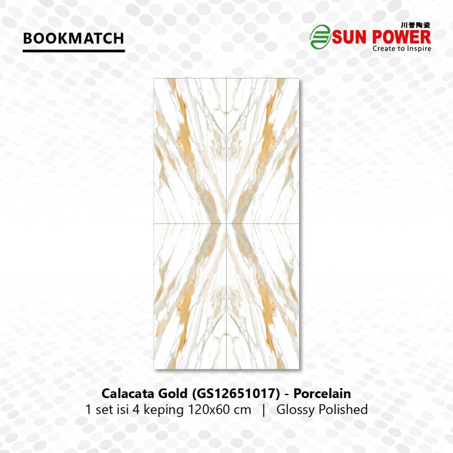 Granit Bookmatch Glossy Polished - Calacata Gold | Sun Power