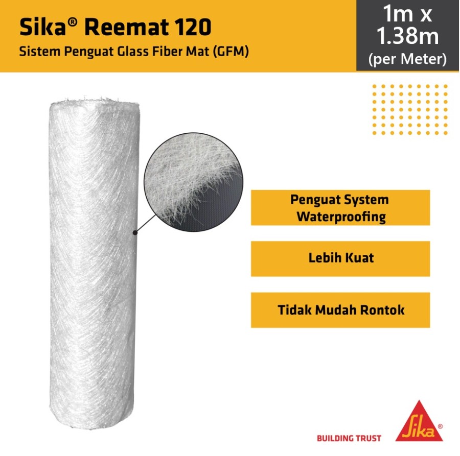 Sika Reemat 120 Serat Fiber Waterproofing Fiberglass matt 12.5 x 500cm