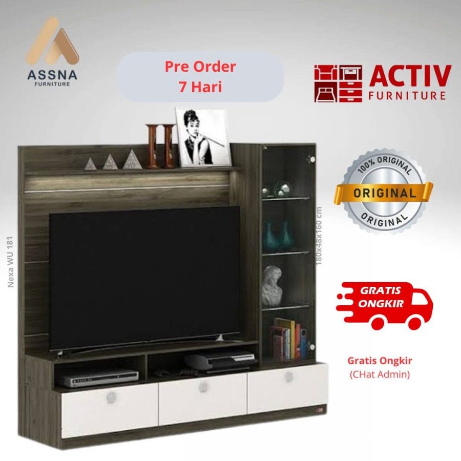 Buffet / Rak TV Activ Nexa WU 181 Columbia Nussebaum Putih White Glossy