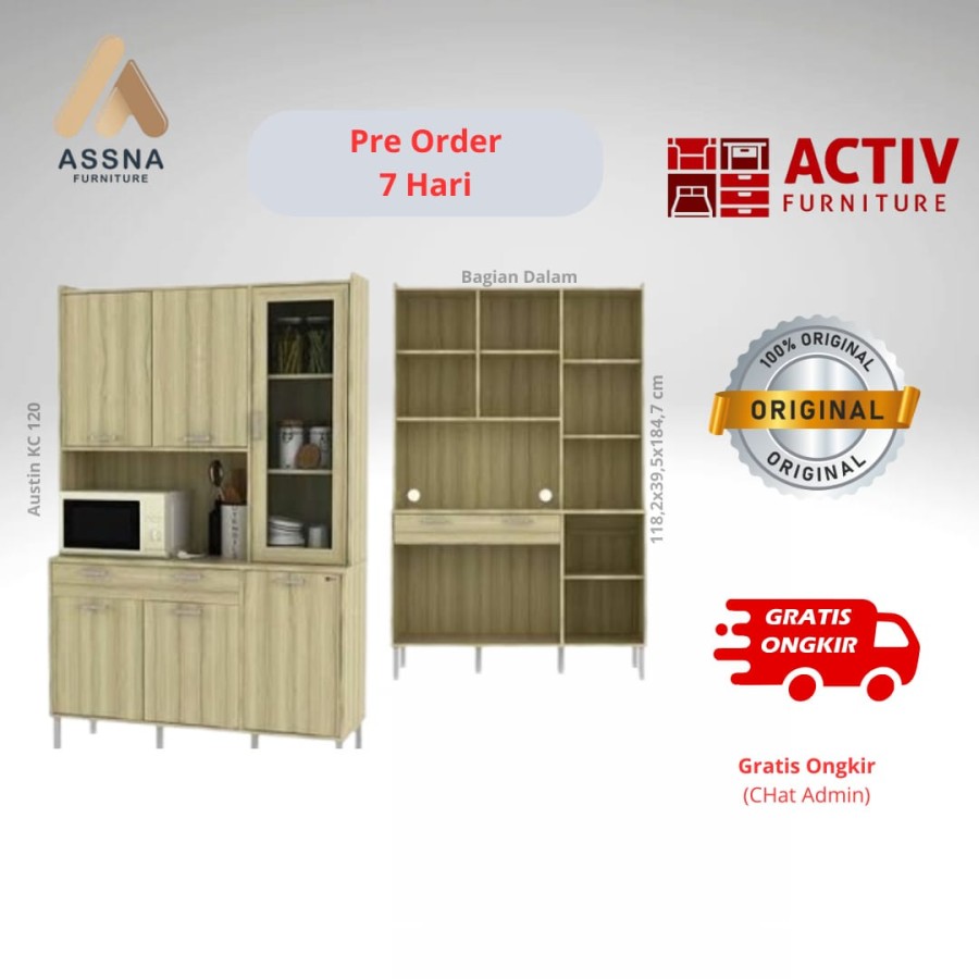 Lemari ACTIV AUSTIN KC 120 Rak Penyimpanan Dapur Amber Oak
