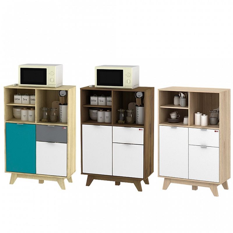 ACTIV LOTUS HB 80 Lemari Buffet Serbaguna Credenza Sonoma Oak Turquoise Grey White