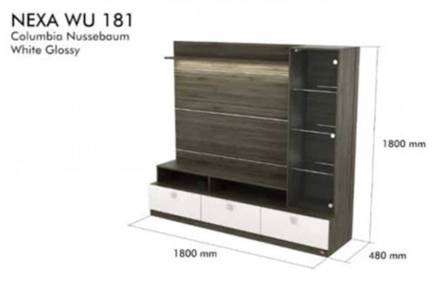 Buffet / Rak TV Activ Nexa WU 181 Columbia Nussebaum Putih White Glossy