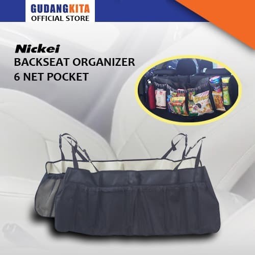 Backseat Organizer [Kantong Jok Serbaguna] 6 Kntng Jaring Nickei -N325