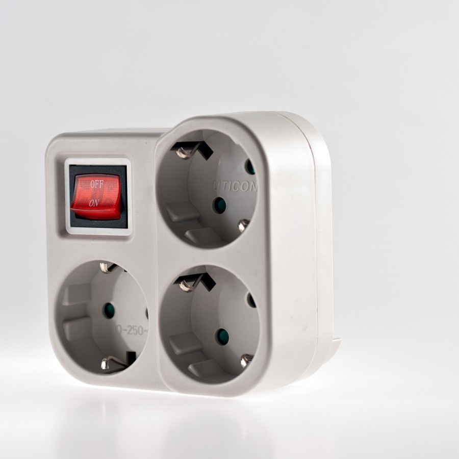 Stop Kontak + Saklar Arde 3 in 1 Uticon - S348SW (B)