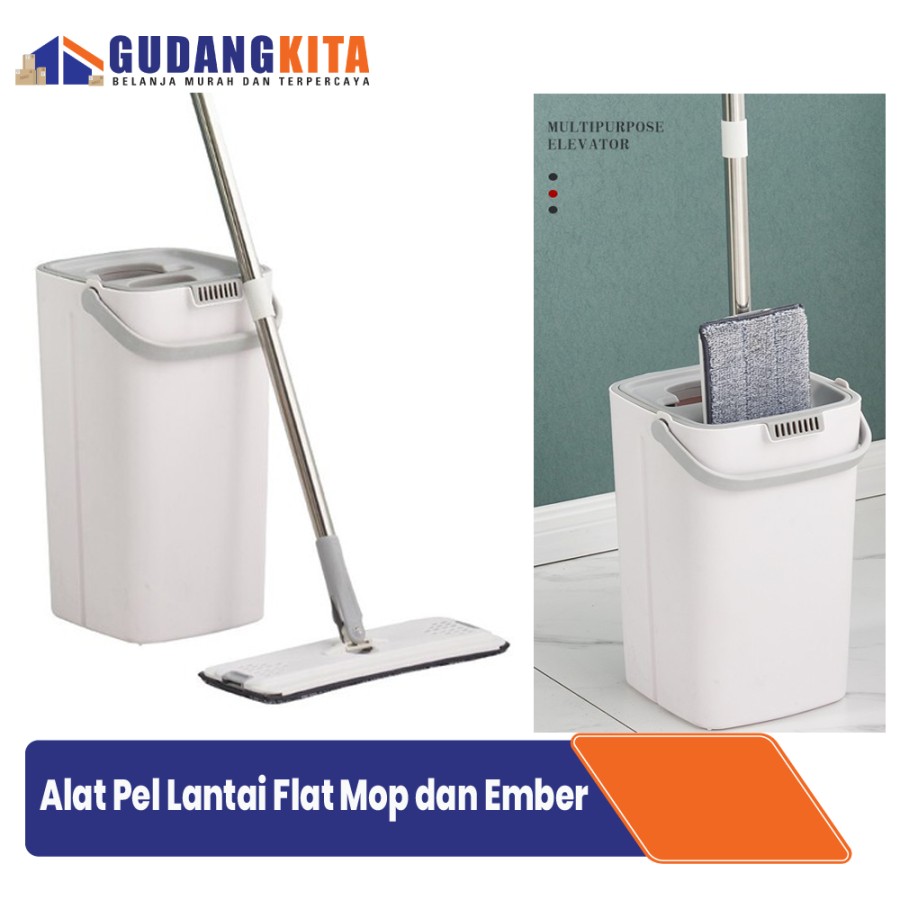 Alat Pel Lantai Flat Mop dan Ember Peras