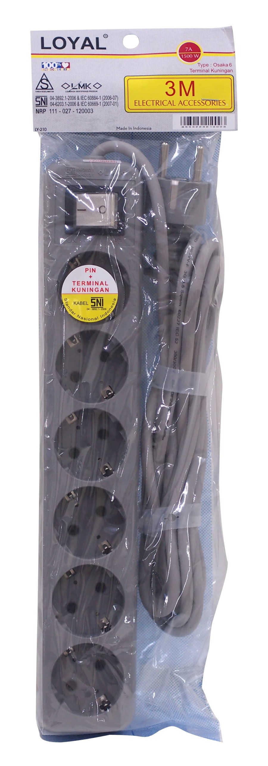 Stop Kontak 6 Lubang + Kabel SNI 3 Meter Loyal - LY210