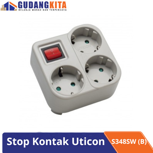 Stop Kontak + Saklar Arde 3 in 1 Uticon - S348SW (B)