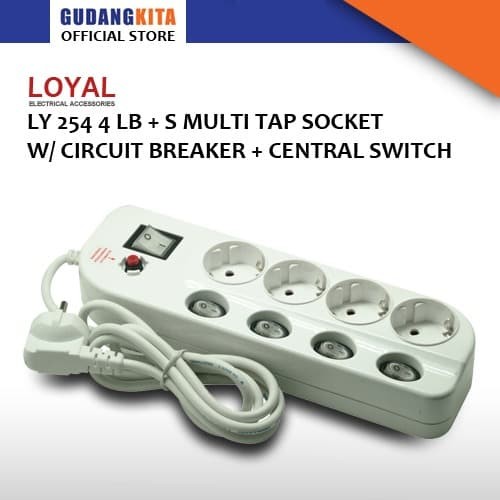 Stop Kontak 4 Lubang+Multi Tap Socket Kabel SNI 1,5 M Loyal - LY254