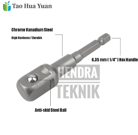 Adaptor sok bor 1/2 inci panjang 75mm sambungan soket mata kunci shock 0.5 inch sok ke bor 12mm