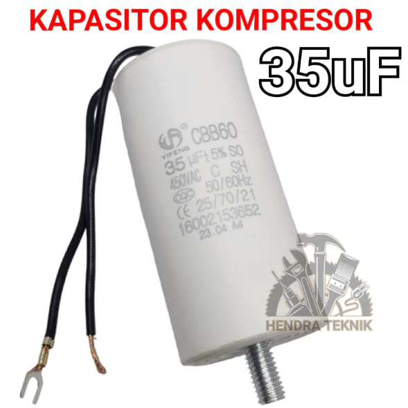 KAPASITOR KOMPRESOR ELEKTRIK 35 uF microfarad SPAREPART CAPACITOR STARTING 35uF SUKU CADANG
