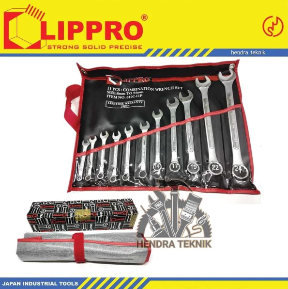 KUNCI RING PAS SET 11PCS 8-24 CRV KUNCI KOMBINASI SET 11 PCS PAS RING BUKA KURUNG CHROME VANADIUM