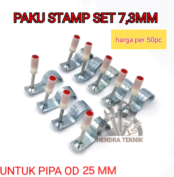 per 50 PCS PAKU BETON TEMBAK STAMPSET 7.3MM X 27MM REFILL PAKU KLEM U PIPA 25MM MINI RAMSET 7,3MM