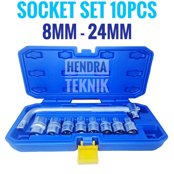 KUNCI SOK SET 10PCS CRV KUNCI SOKET STANG L 10 BUAH KUNCI SHOCK BAUT SOCKET SET CHROME VANADIUM