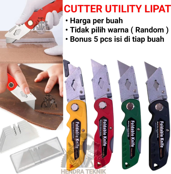 CUTTER UTILITY KNIFE LIPAT T TYPE PISAU KATER KARPET KULIT KARET KARDUS GYPSUM CALSIBOARD SILET LIPAT SERBAGUNA