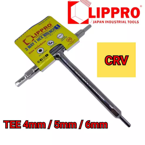 KUNCI L MODEL T KOMBINASI 4-5-6 MM CRV KUNCI HEX 3 ARAH SEGI 6 KUNCI 3 WAY TEE CROM