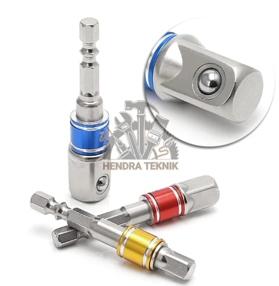 Adaptor sok bor 3pcs 1/4" 3/8" 1/2" sambungan soket mata kunci shock sok ke bor hex driver set