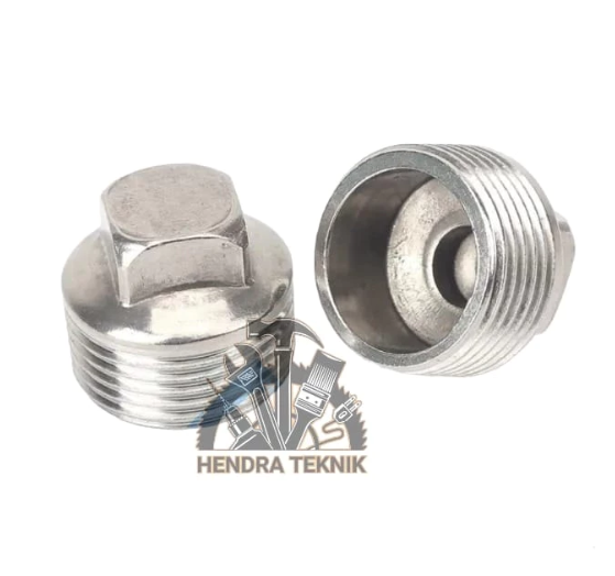 Plug 1/2" stainless steel penutup drat luar monel tutup pipa pluk anti karat fitting pipa 20mm