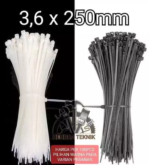 CABLE TIES 250MM NYLON TALI PENGIKAT NILON KABEL TIS 25CM per 100pc HITAM PUTIH