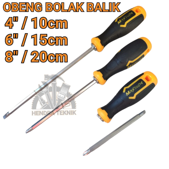 OBENG BB 4" 6" 8" OBENG 2WAY GAGANG KARET 10CM 15CM 20CM OBENG BOLAK BALIK PANJANG 100MM 150MM 200MM CRV