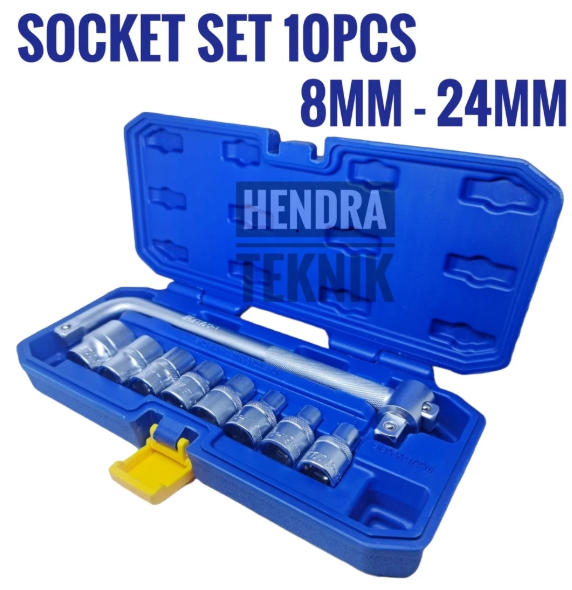 KUNCI SOK SET 10PCS CRV KUNCI SOKET STANG L 10 BUAH KUNCI SHOCK BAUT SOCKET SET CHROME VANADIUM