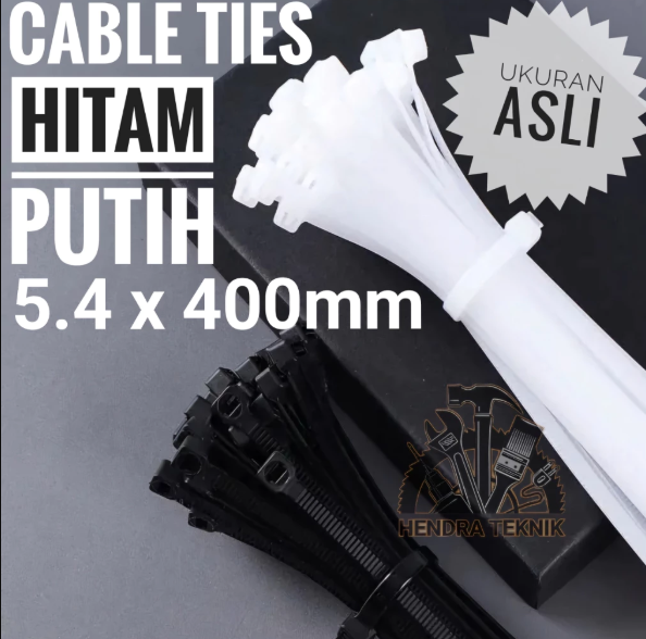ASLI LEBAR CABLE TIES 400MM x 5,4mm NYLON TALI PENGIKAT PLASTIK KABEL TIS 40cm per 100pc
