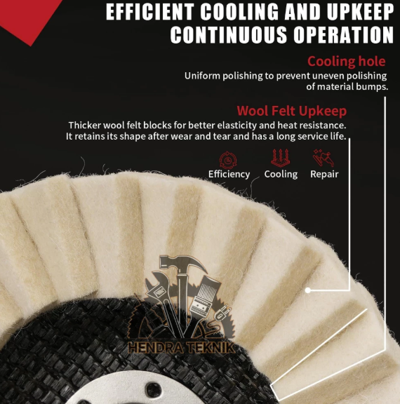 FELT FLAP WOOL POLISH 4" GRINDA WOOL POLES TUMPUK GOSOK STAINLESS BESI 100MM PUTIH WOOLEN FLAP DISC WOOL SUSUN 10CM