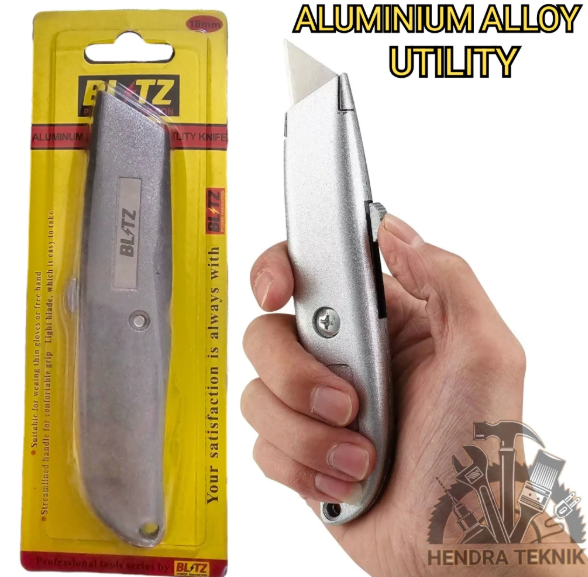 CUTTER UTILITY KNIFE ALUMINIUM T TYPE 18MM PISAU KATER PEMOTONG KARPET KARET KARDUS KULIT