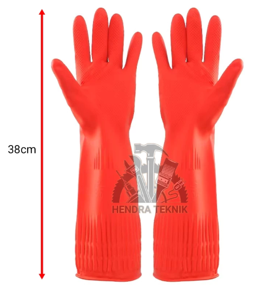 SARUNG TANGAN KARET 15" RUBBER GLOVES SARUNG TANGAN LATEX PANJANG 38CM ANTI AIR PELINDUNG TANGAN