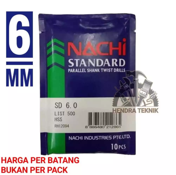 ORIGINAL BOR BESI NACHI 6mm BOR BAJA HSS ASLI BOR HITAM ECERAN