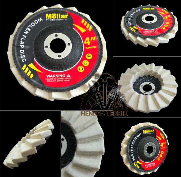 FELT FLAP WOOL POLISH 4" GRINDA WOOL POLES TUMPUK GOSOK STAINLESS BESI 100MM PUTIH WOOLEN FLAP DISC WOOL SUSUN 10CM