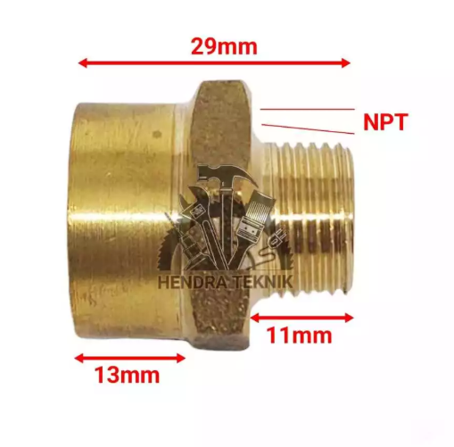 SOK DRAT 1/2 x 3/8 SOCK DRAT LUAR DALAM 1/2" x 3/8" DIM OVER SOCK BRASS 20MM X 16MM VERLUP SOK