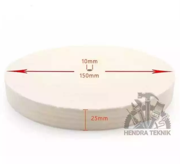 WOOL POLISH 6" GRINDA DUDUK BUFFING FELT PAD 150MM NON WOVEN PUTIH 15CM POLES STAINLEES KUNINGAN BESI