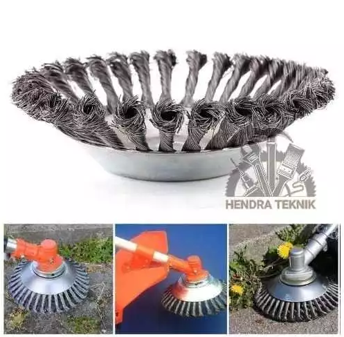 SIKAT MESIN POTONG RUMPUT 6" WIRE BRUSH 150mm KEPALA PENGGANTI PISAU KAWAT BAJA 15cm KEPANG