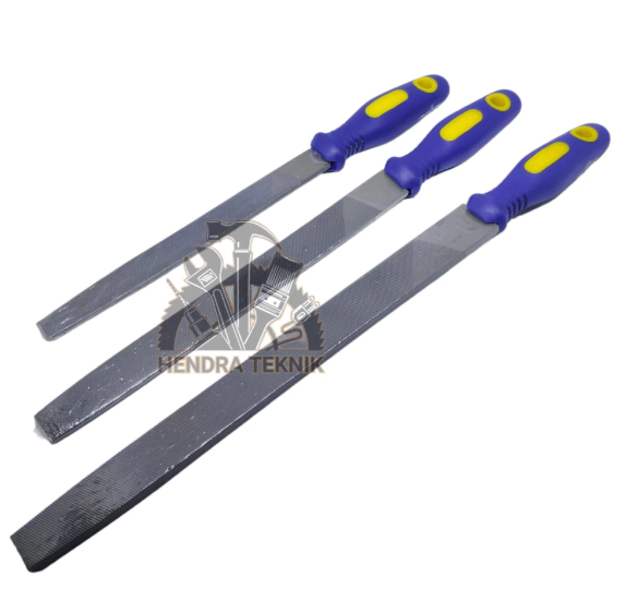 Kikir + gagang karet 6" 8" 10" 12" flat patar gepeng 150mm 200mm 250mm 300mm kikir baja plat pande